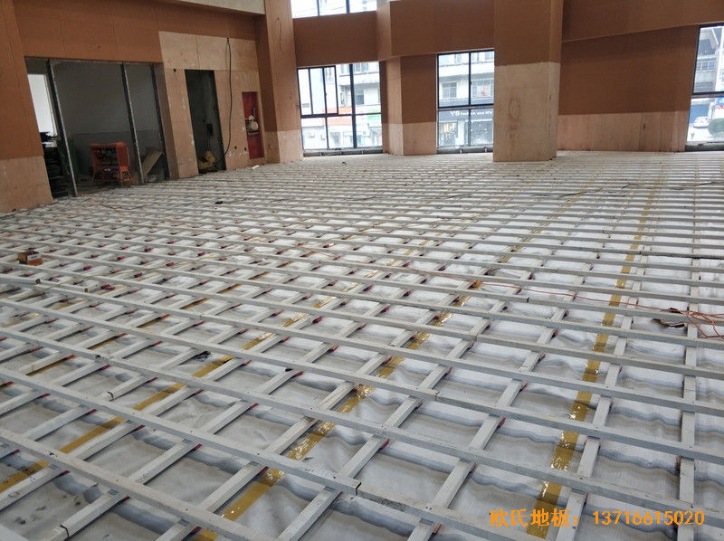 江蘇常州同濟中學運動館體育地板施工案例1